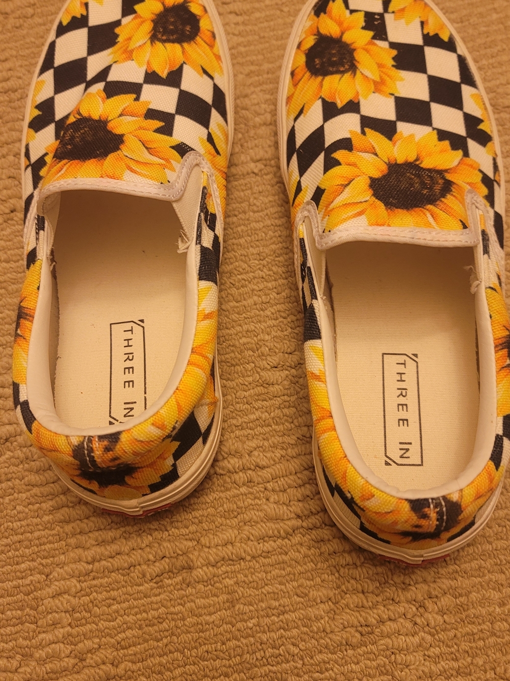 Three In Sunflower Check Slip-On Sneakers - Yellow/Black